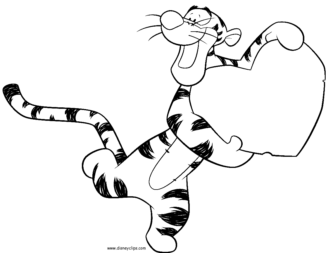 Tigger Valentines day coloring page