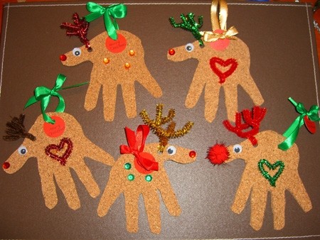 Christmas Crafts - Hand Print Reindeer Christmas Cards and ...
 Reindeer Handprint Ornament