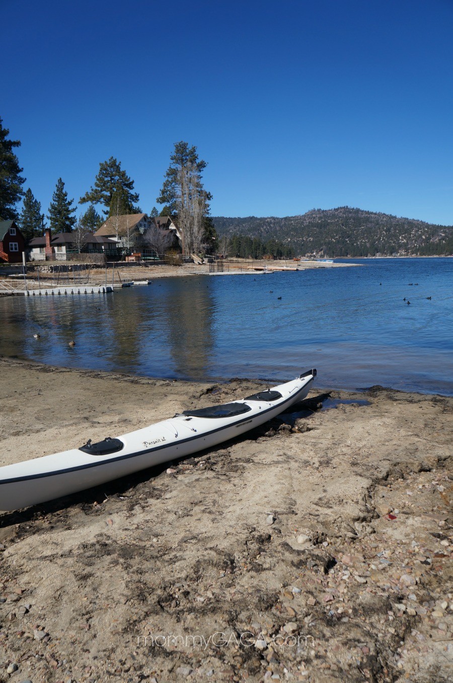 Abandoned kayak overlooking Big Bear Lake Honey + Lime