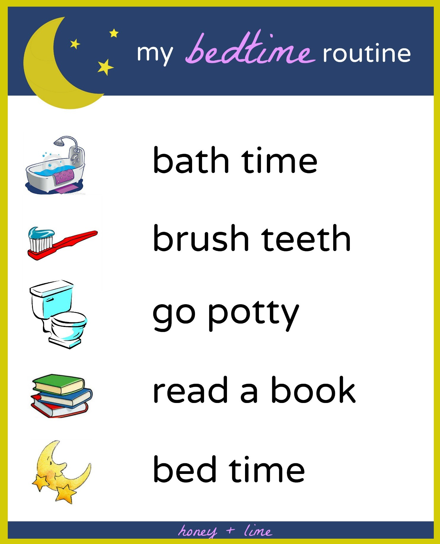 Free Printable Toddler Bedtime Routine Chart