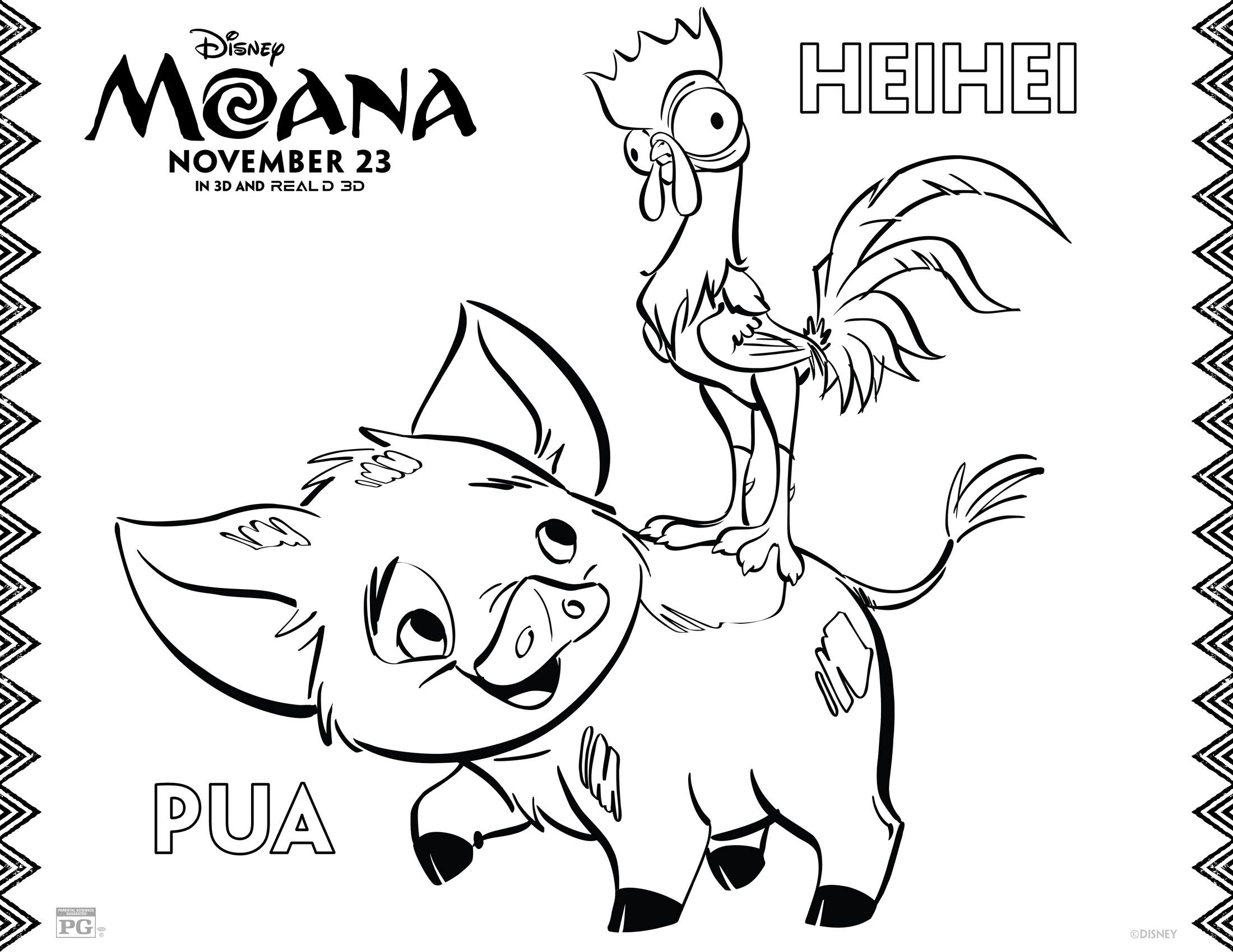 Disney s MOANA coloring pages Hei Hei