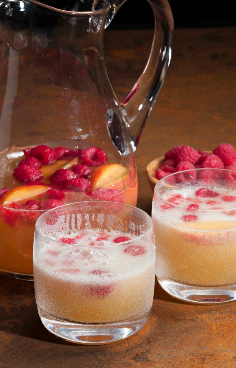 Sparkling Sweet Raspberry Peach Prosecco Punch Recipe Honey + Lime