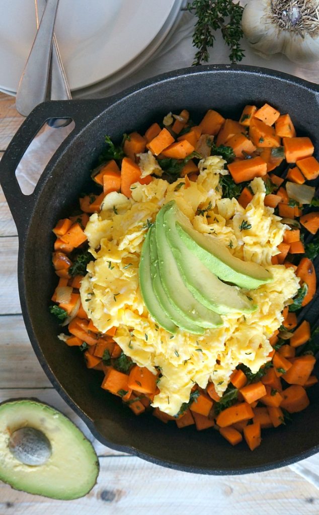 For Breakfast Thyme Sweet Potato and Scrambled Eggs Hash Recipe
