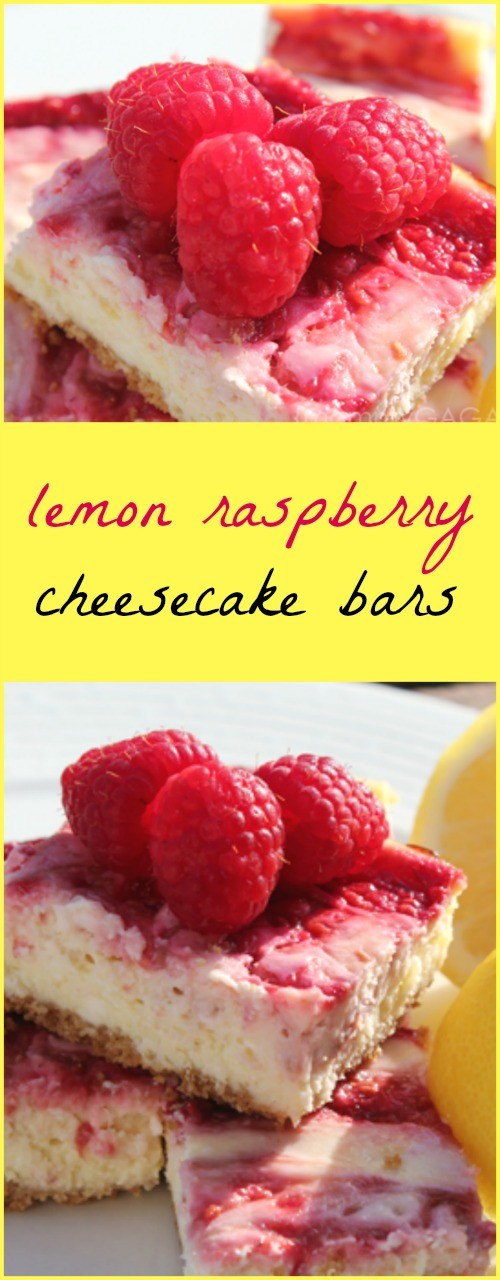 Lemon Raspberry Cheesecake Bars Dessert Recipe - Honey + Lime