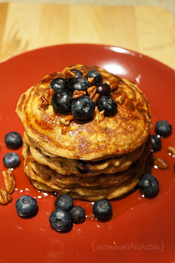 Brown Butter Blueberry Pecan Whole Wheat Pancakes