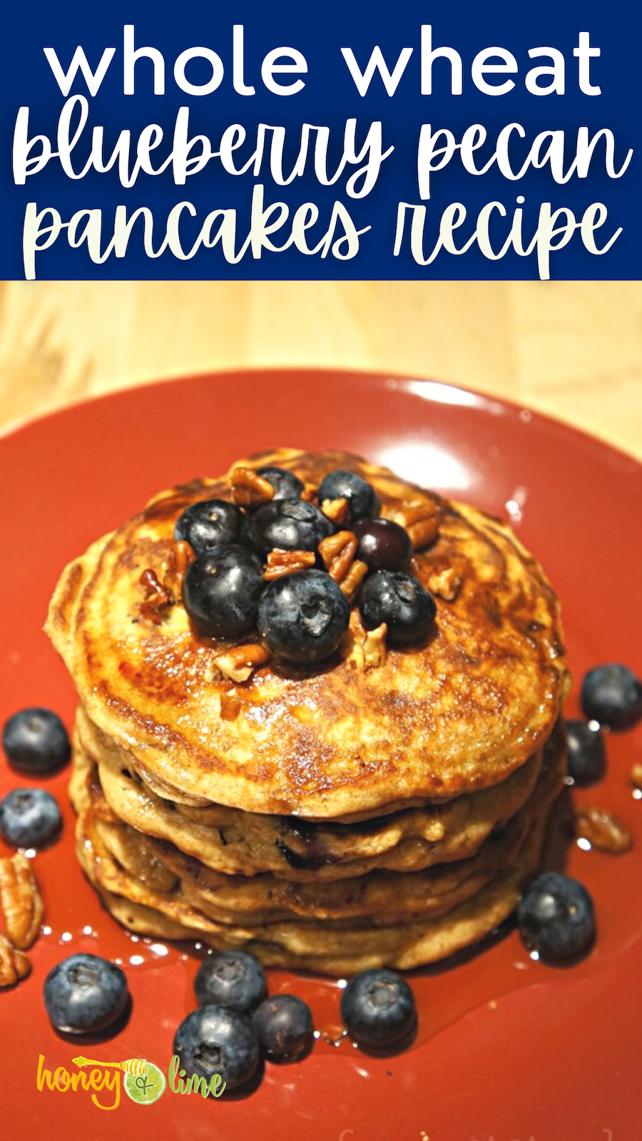 Brown Butter Whole Wheat Blueberry Pancakes Recipe with Pecans