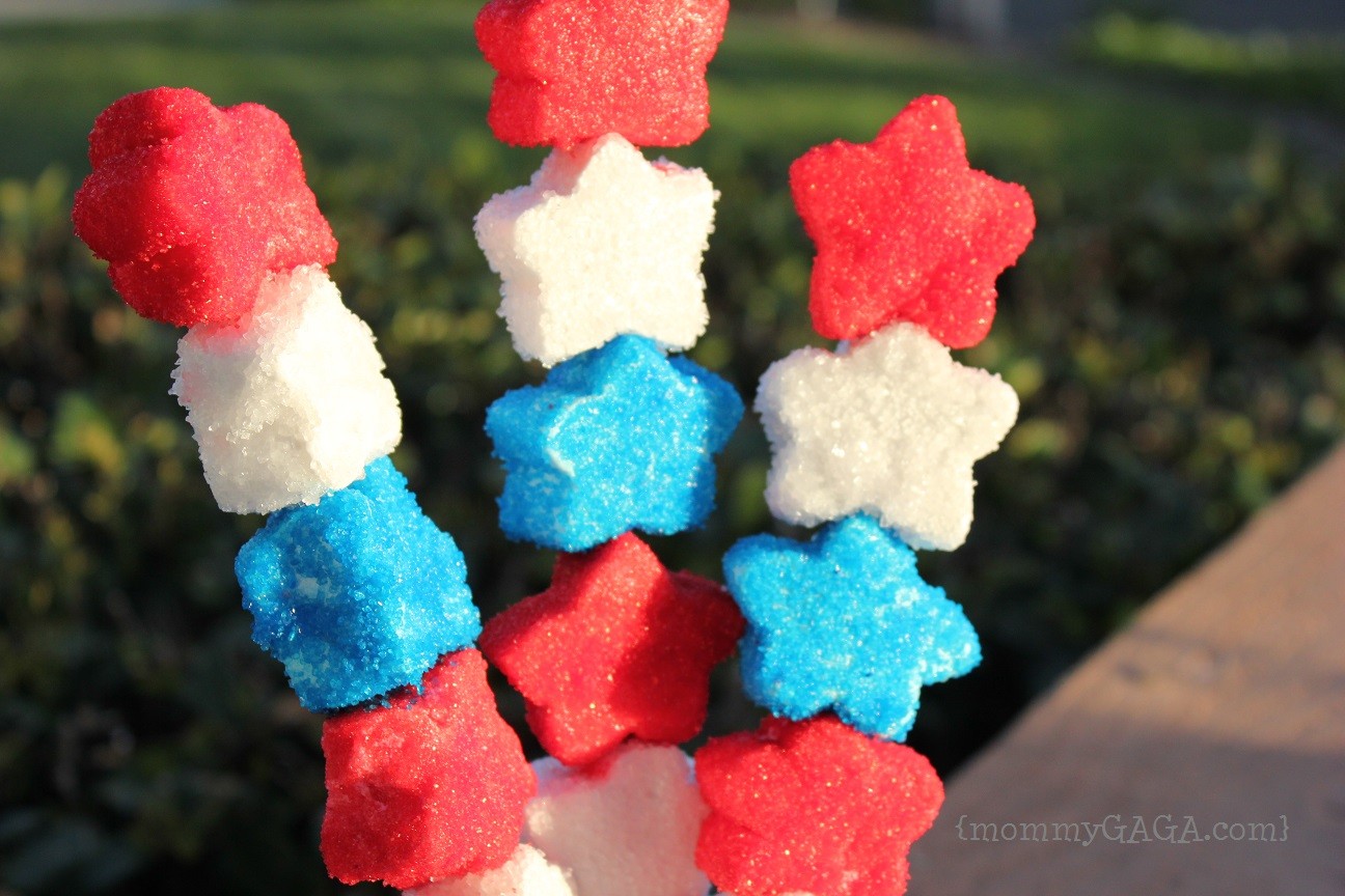 Patriotic Marshmallow Star Shooters, treats on a stick