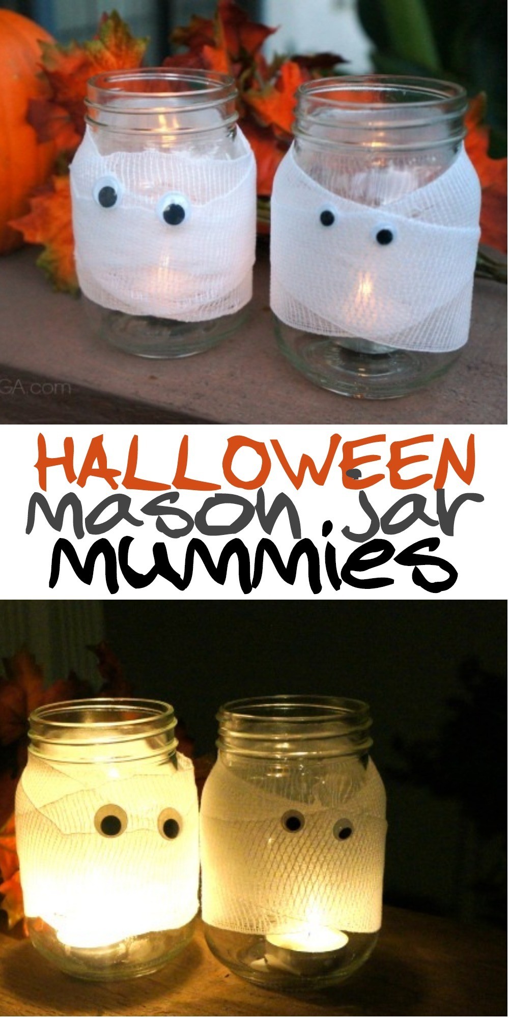 DIY Halloween Decor Spooky Halloween Mason Jar Mummy Candles