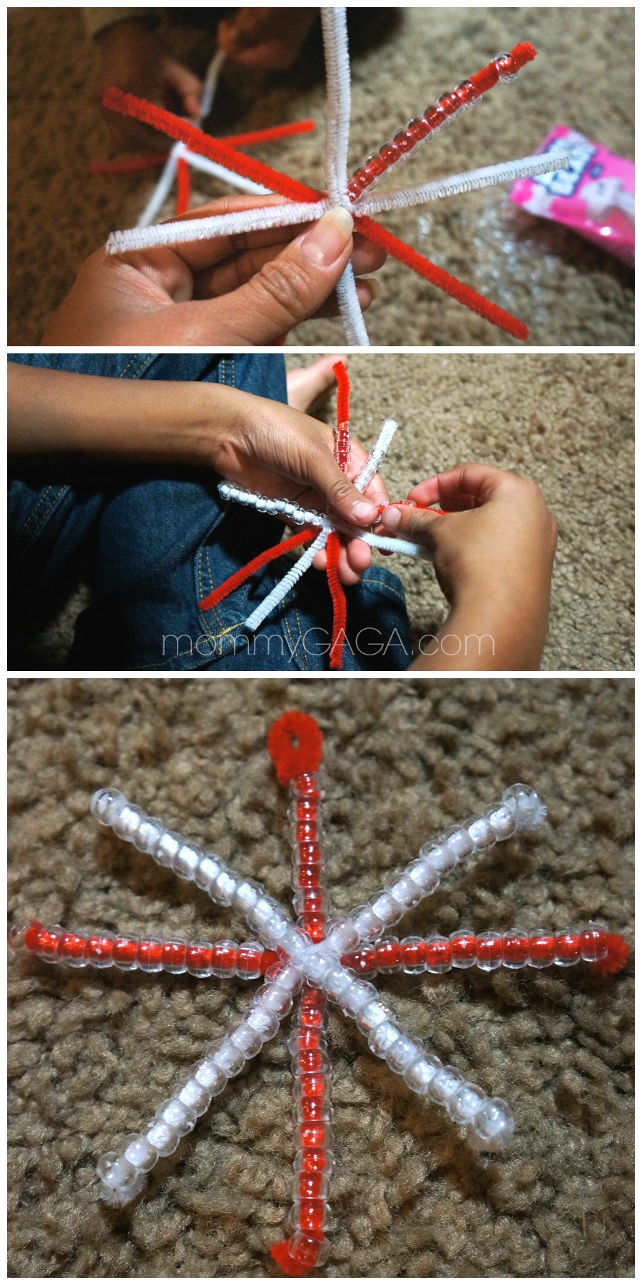 Homemade Snowflake Ornaments With Beads Easy Christmas Crafts for Kids!