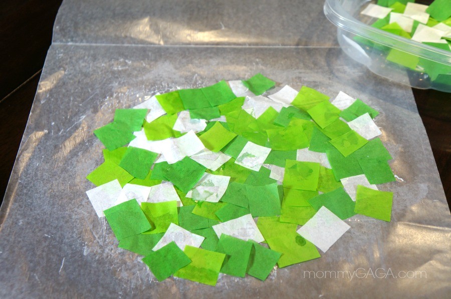 St Patrick's Day Crafts Shamrock Stained Glass Art with Tissue Paper
