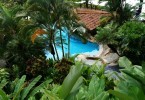 Aerial view of the swimming pool with watersilde, Si Como No Resort in Costa Rica
