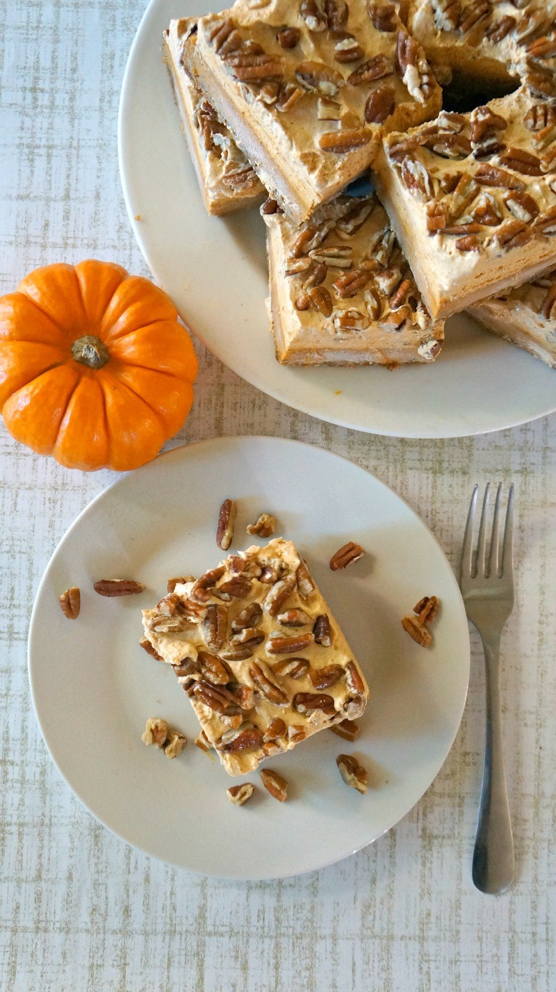 Pumpkin Chiffon Pie Bars Dessert with Pecans - Love these pumpkin pie bars!