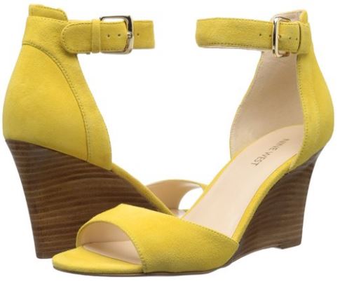 Summer sandals, Nine West Women's Yellow Farlee Faux Suede Wedge Sandals - Honey + Lime