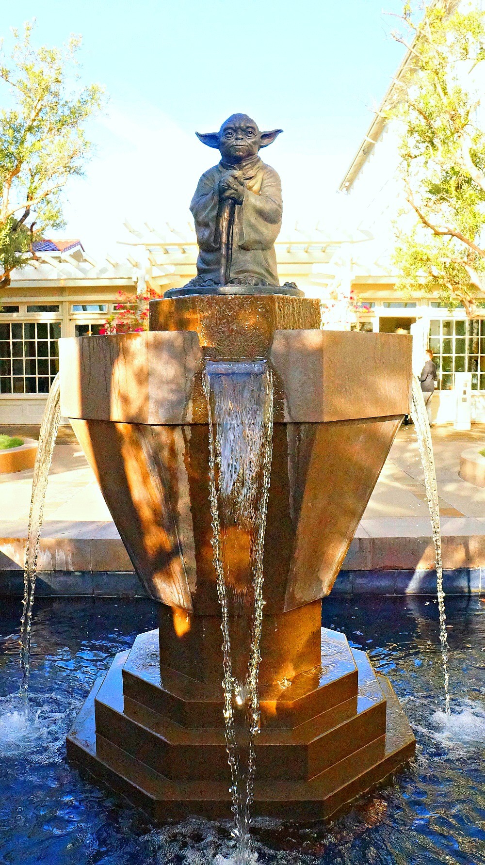 The infamous Yoda Fountain that sits in front of Lucasfilm Headquarters
