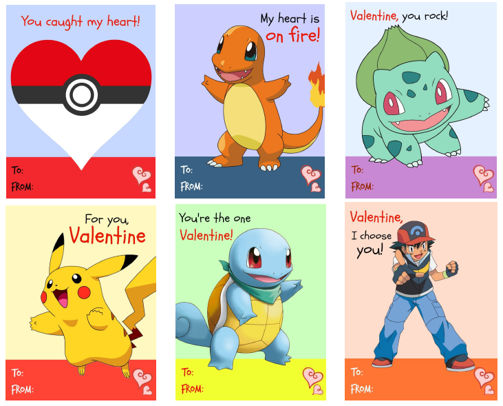 Printable Pokemon Valentine Cards