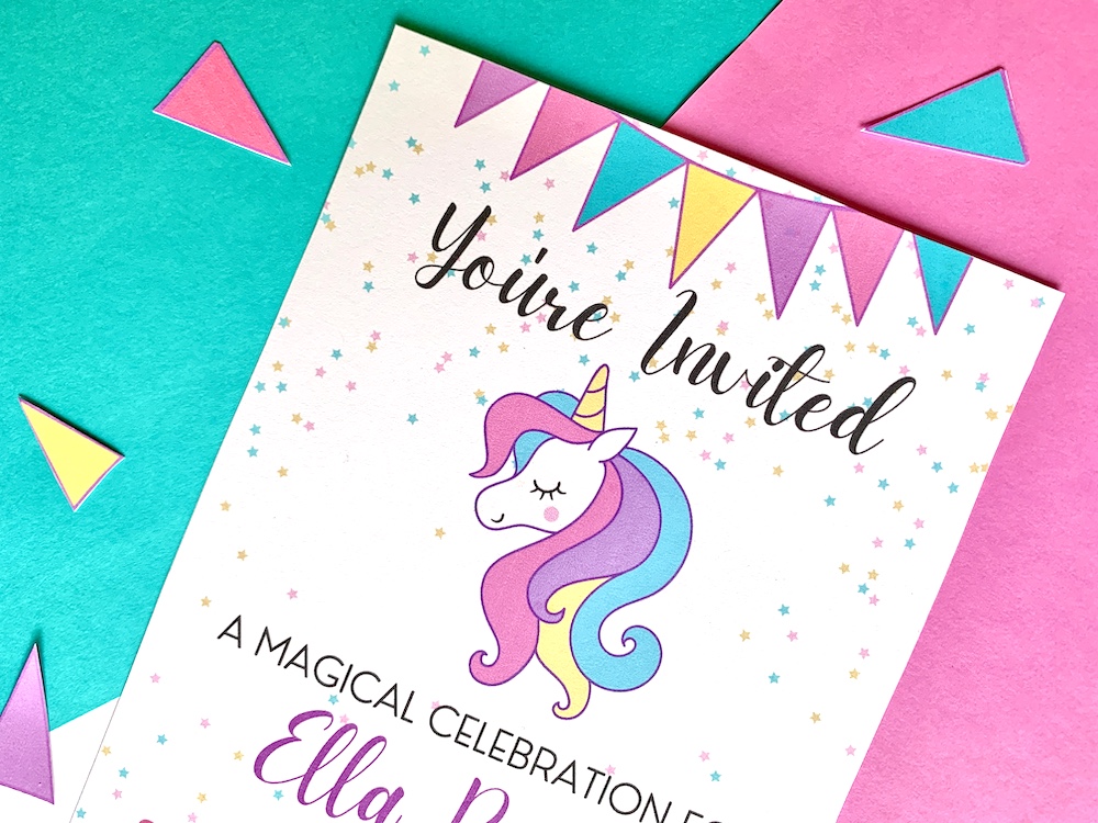 Free Printable Unicorn Party Invitations Template + Birthday Party Printables - Honey Lime