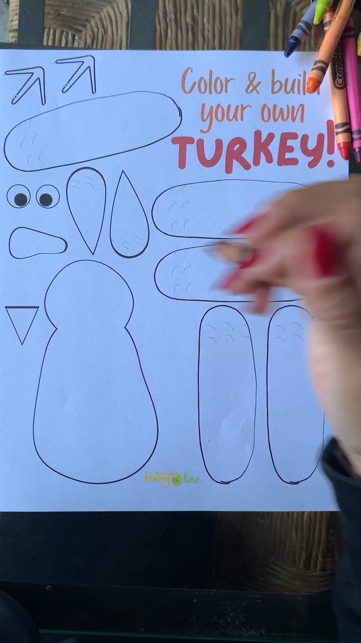 free printable build-a-turkey template for kids - honey + lime