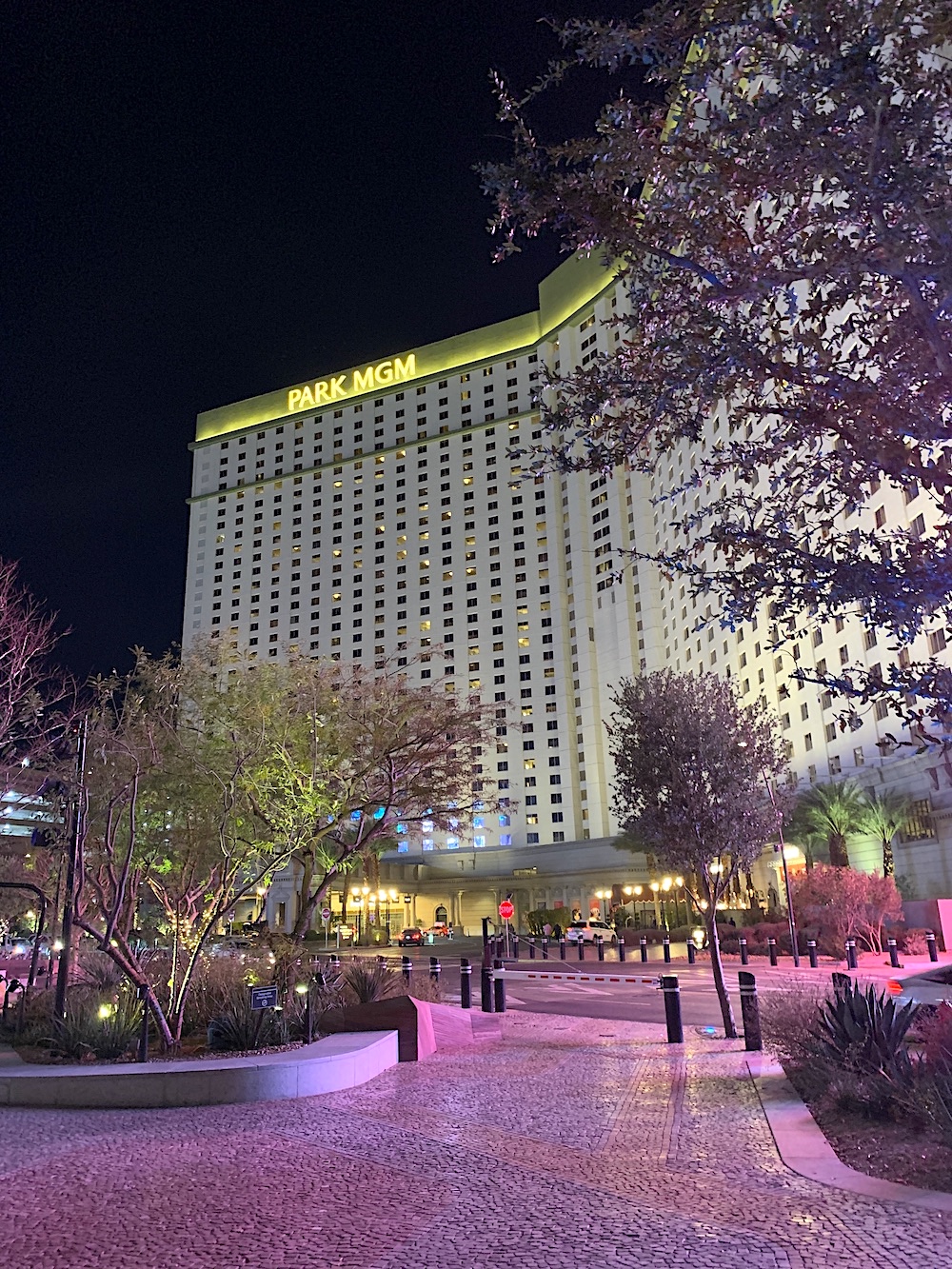 Las Vegas Park MGM reviews - front of hotel at night