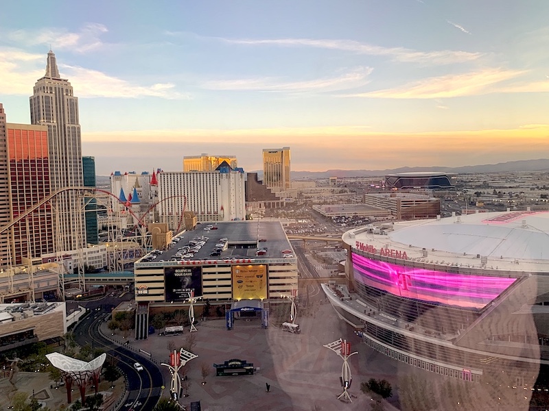 Las Vegas view of T-Moblie Arena New York New York Raiders Stadium from Park MGM hotel