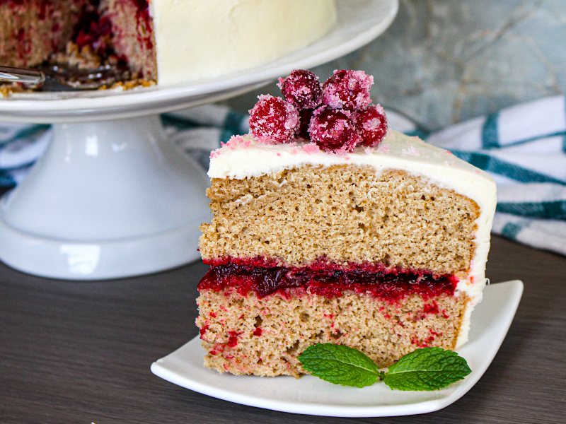 Fresh Cranberry Cake Recipe with Sugared Cranberries  